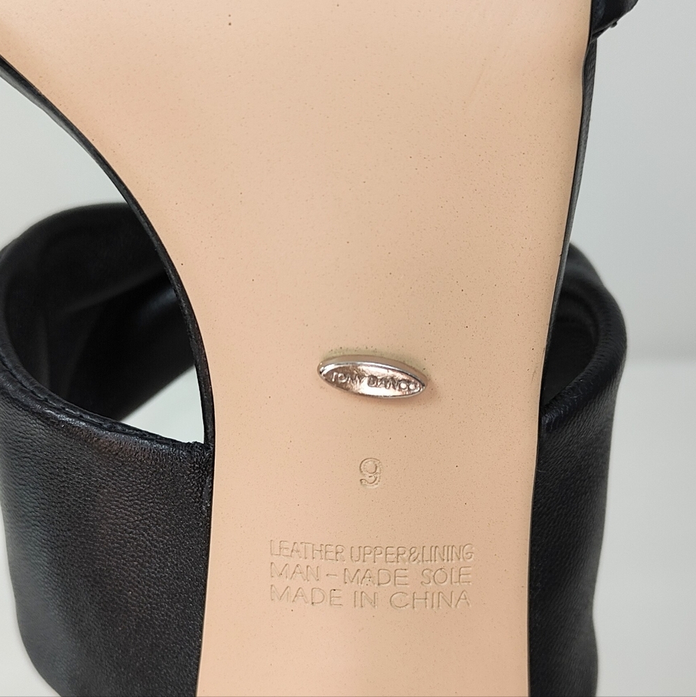 NEW! Tony Bianco Black Leather Heels Felipe Mule Women's 9 High Stilettos Open - Picture 6 of 7